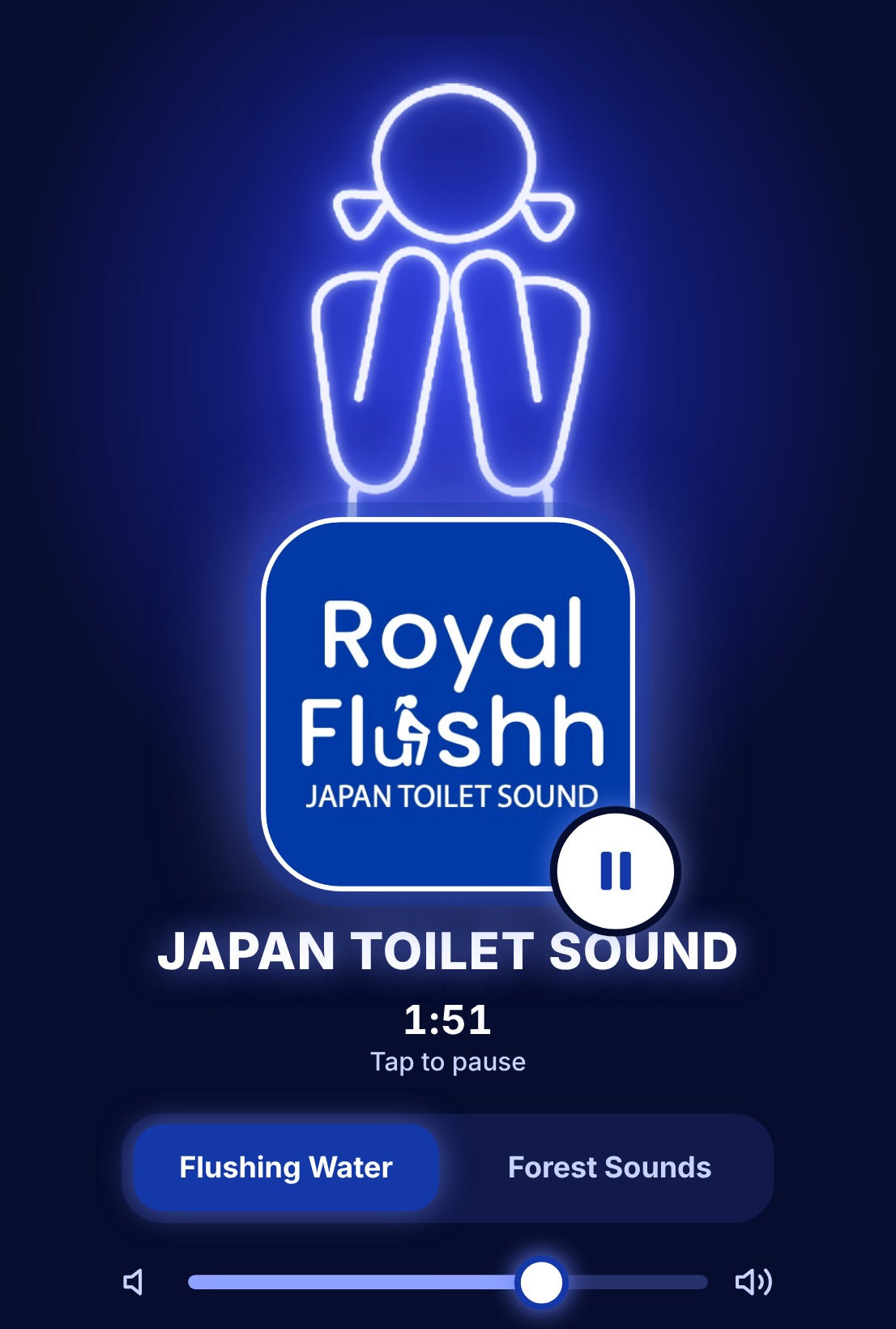 The free Japan Toilet Sound app on a phone